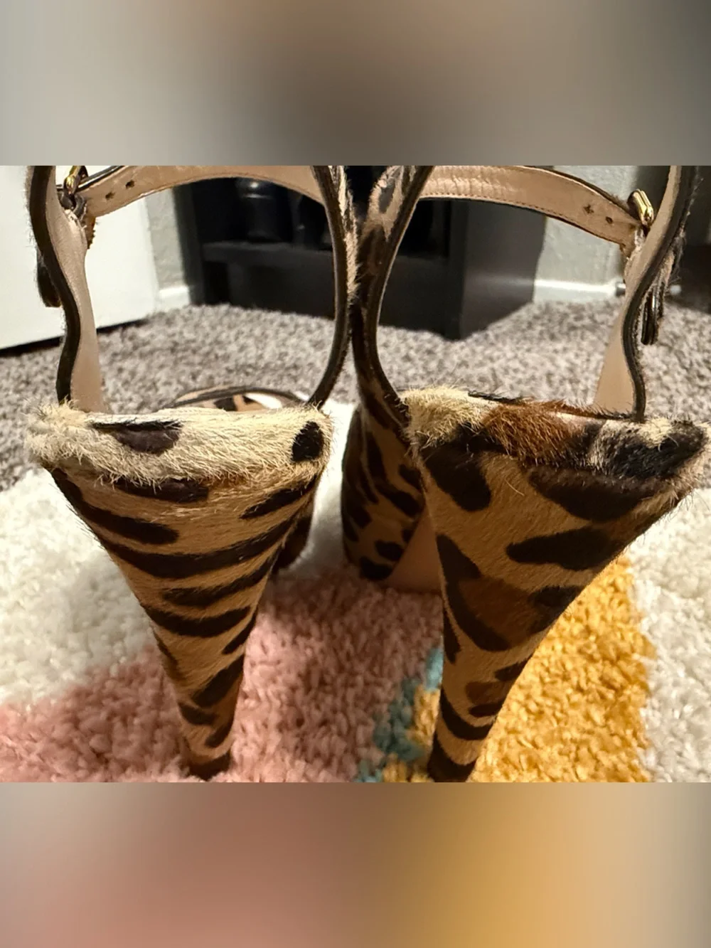 Prada Leopard Print Platform Slingback Heels - Tan & Black
